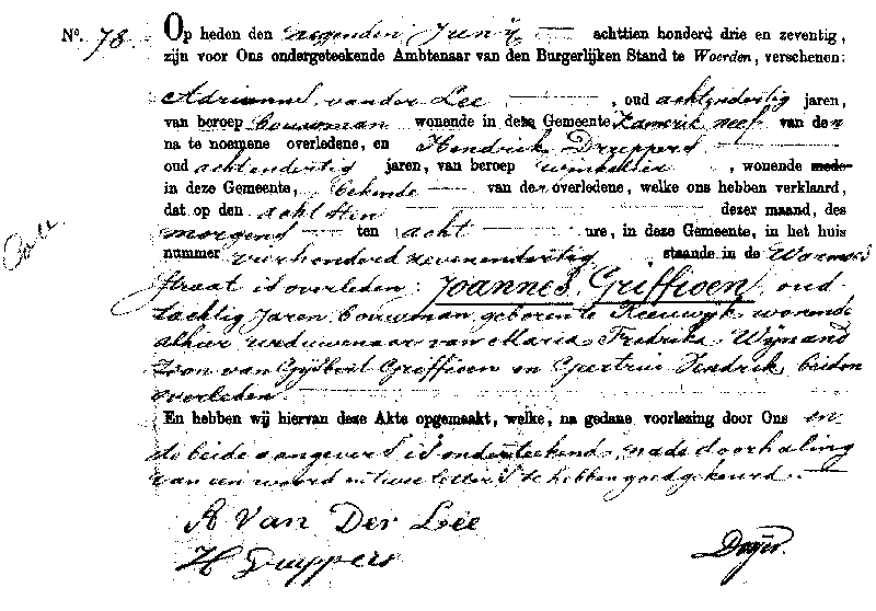 18730609 ovl akte 78 Joannes Griffioen wdn Maria F Wijnands